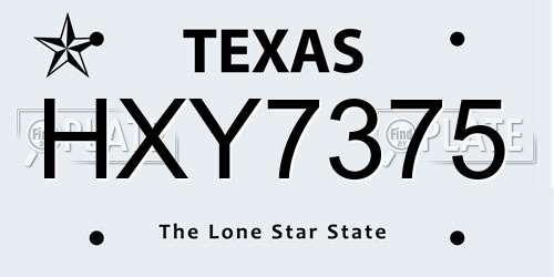 HXY7375 Texas License Plate