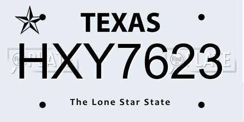HXY7623 Texas License Plate