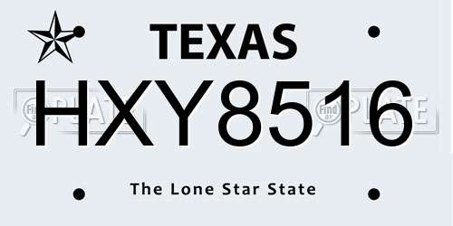 HXY8516 Texas License Plate