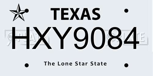 HXY9084 Texas License Plate