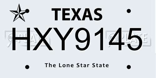 HXY9145 Texas License Plate