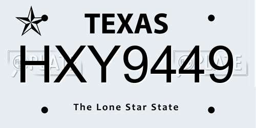 HXY9449 Texas License Plate