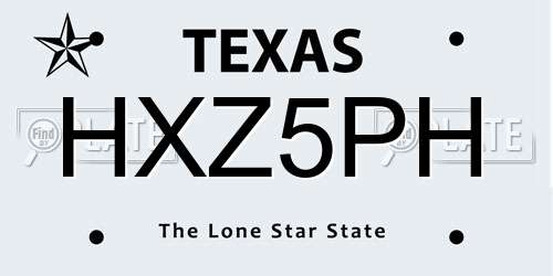 HXZ5PH Texas License Plate