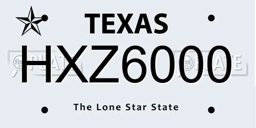 HXZ6000 Texas License Plate