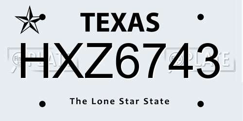 HXZ6743 Texas License Plate