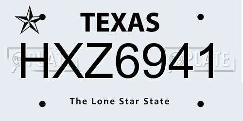 HXZ6941 Texas License Plate