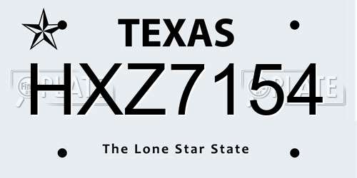 HXZ7154 Texas License Plate