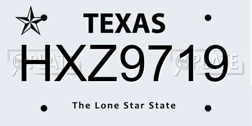 HXZ9719 Texas License Plate