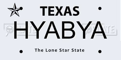 HYABYA Texas License Plate