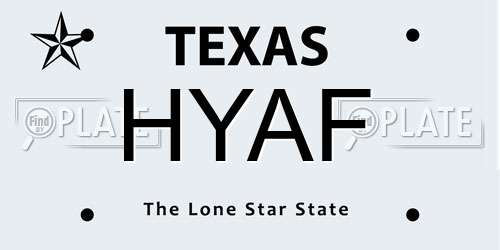 HYAF Texas License Plate
