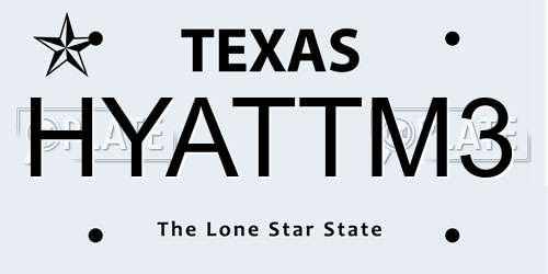 HYATTM3 Texas License Plate
