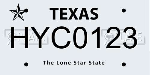 HYC0123 Texas License Plate