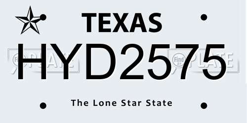 HYD2575 Texas License Plate