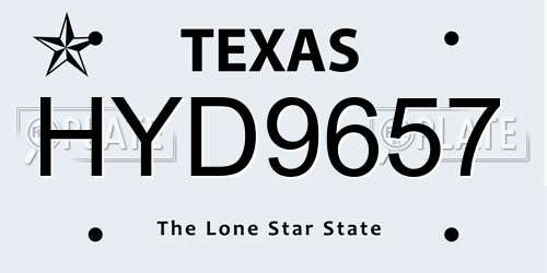 HYD9657 Texas License Plate