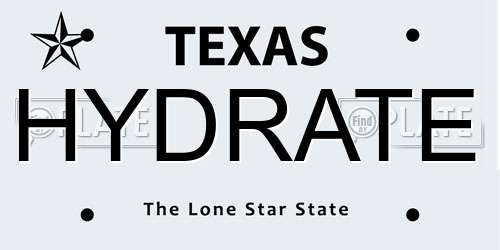 HYDRATE Texas License Plate