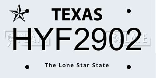 HYF2902 Texas License Plate