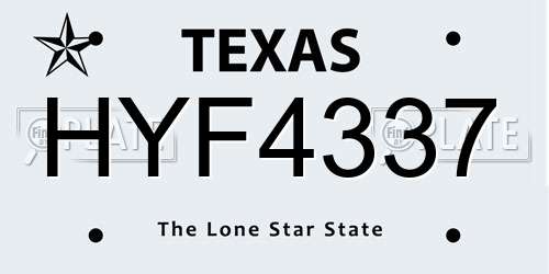 HYF4337 Texas License Plate