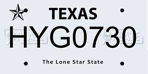 HYG0730 Texas License Plate