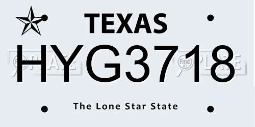 HYG3718 Texas License Plate