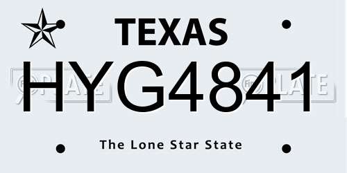 HYG4841 Texas License Plate