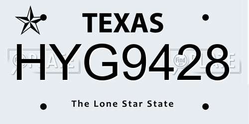 HYG9428 Texas License Plate