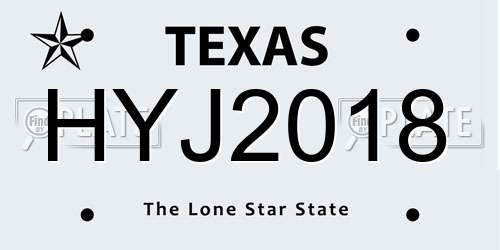 HYJ2018 Texas License Plate
