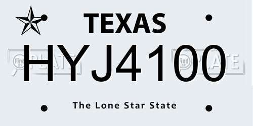 HYJ4100 Texas License Plate