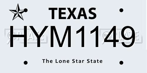 HYM1149 Texas License Plate