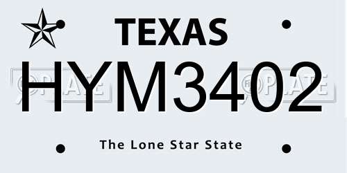 HYM3402 Texas License Plate