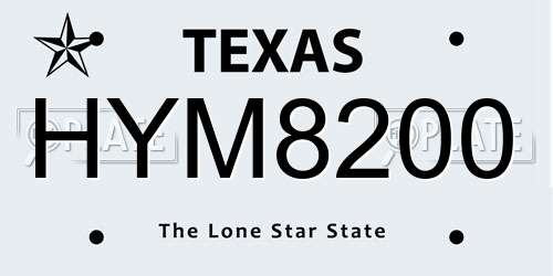 HYM8200 Texas License Plate