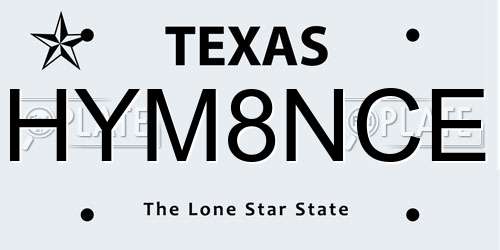 HYM8NCE Texas License Plate