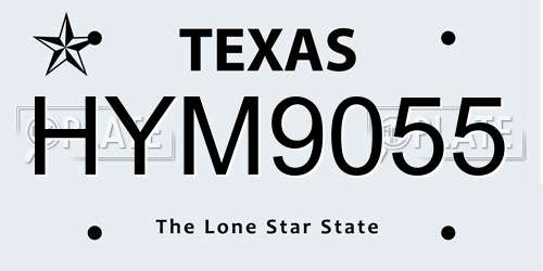 HYM9055 Texas License Plate