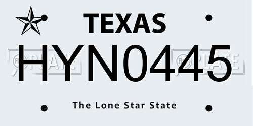 HYN0445 Texas License Plate