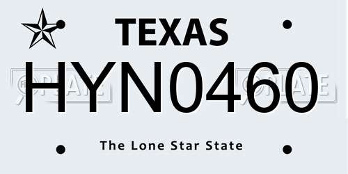 HYN0460 Texas License Plate