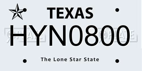 HYN0800 Texas License Plate
