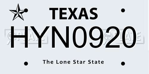 HYN0920 Texas License Plate