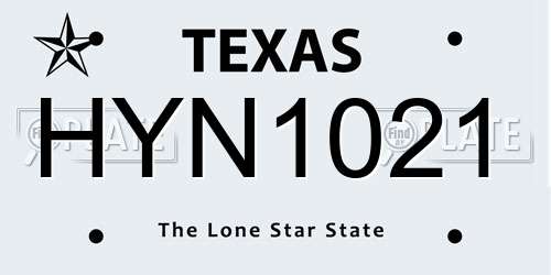 HYN1021 Texas License Plate