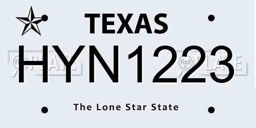 HYN1223 Texas License Plate