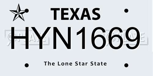HYN1669 Texas License Plate