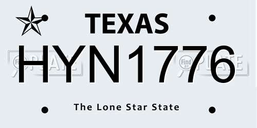 HYN1776 Texas License Plate