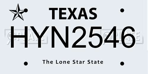 HYN2546 Texas License Plate