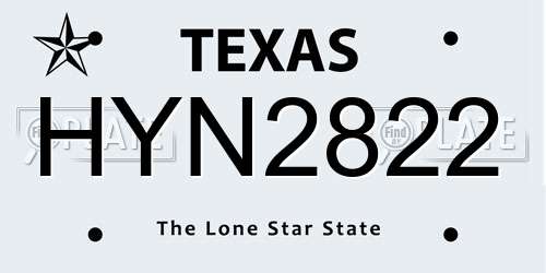 HYN2822 Texas License Plate