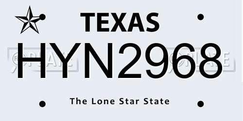 HYN2968 Texas License Plate