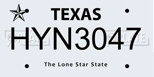 HYN3047 Texas License Plate