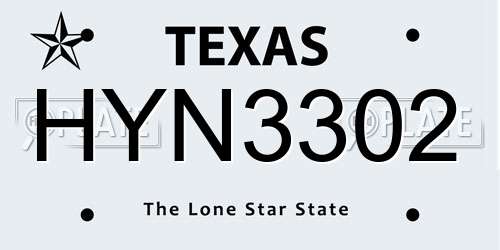 HYN3302 Texas License Plate