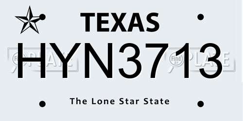 HYN3713 Texas License Plate