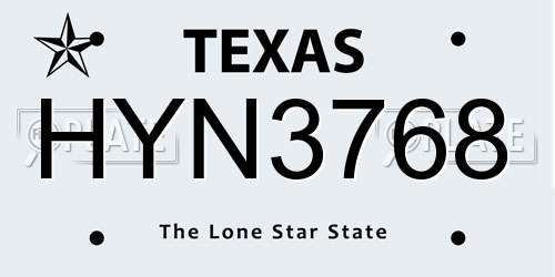 HYN3768 Texas License Plate