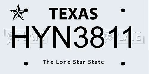 HYN3811 Texas License Plate