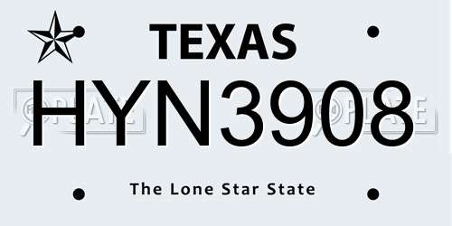 HYN3908 Texas License Plate