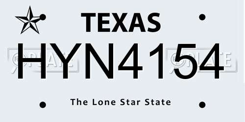 HYN4154 Texas License Plate